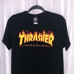 Thrasher black flame logo t-shirt